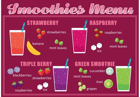 Smoothie Menu Vector Art Icons And Graphics For Free Download