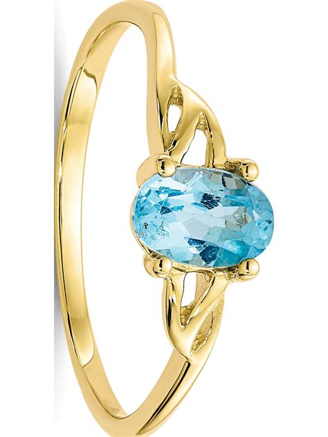 Jewelry By Sweet Pea Designer 10k Yellow Gold Polished Geniune Blue