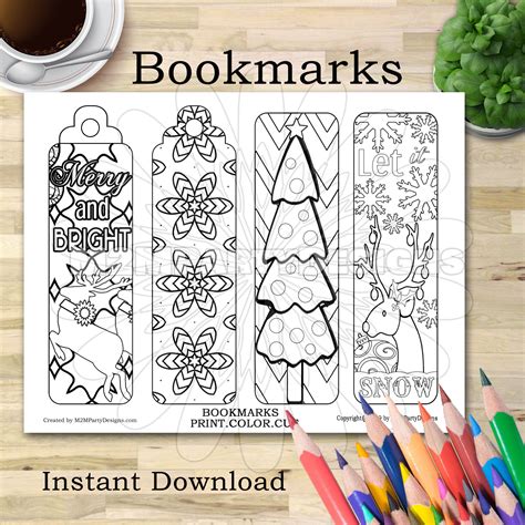 Christmas bookmark coloring bookmarks bookmark winter holiday