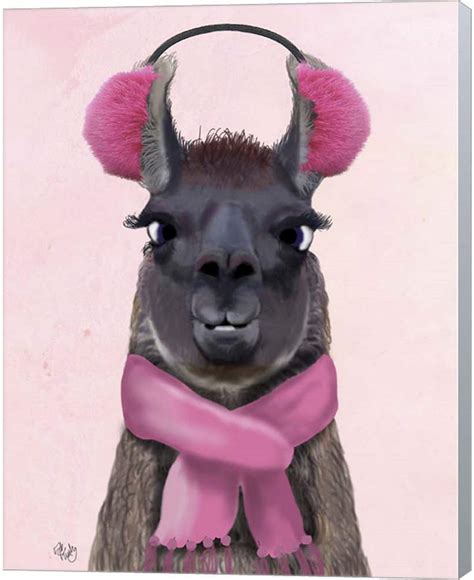 Me Jane Chilly Llama Pink By Fab Funky Canvas Art Alpacas 8x10 Art