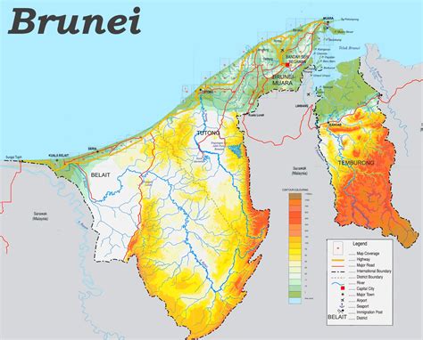 23.626.456 35.980 667,2 twn tw.tw: Physische landkarte von Brunei