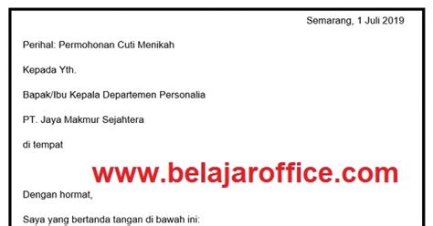 Contoh Surat Cuti Menikah - Guru Ilmu Sosial