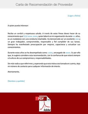 Carta de recomendacion de migracion. Ejemplo de Carta de Recomendación de Proveedor 【 2021
