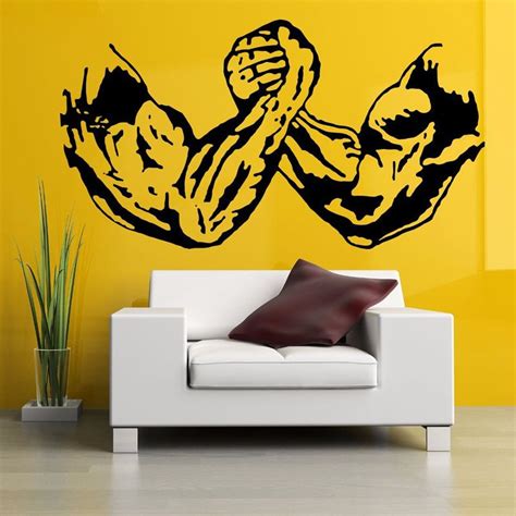 Gym Sticker Fitness Decal Body Building Arm Wrestling Posters Vinyl Wall Decals Pegatina Quadro