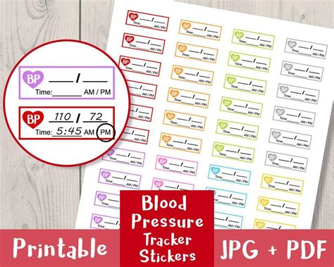 Blood Pressure Tracker Printable Planner Stickers The Digital