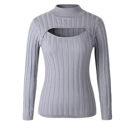 japanese sexy turtleneck white jumpers anime cosplay open chest sweater sweet cute long sleeve