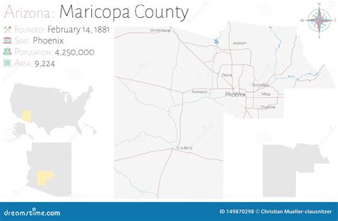 Map Of Maricopa County In Arizona Stock Vector Illustration Of Road