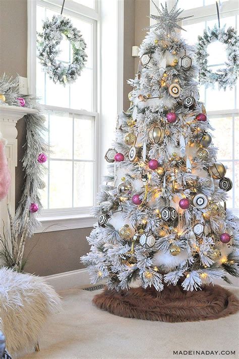 Its A White Pink Black And Brown Boho Flocked Christmas