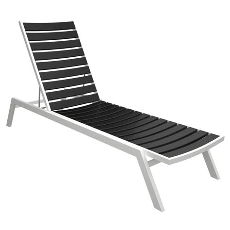 Polywood® Euro Aluminum Outdoor Chaise Lounge With White Frame Pw Ac1