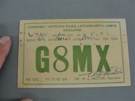 International Amateur Ham Cb Radio Qsl Qso Contact Q Carte Herts Angleterre 1947 Vintage Eur 40