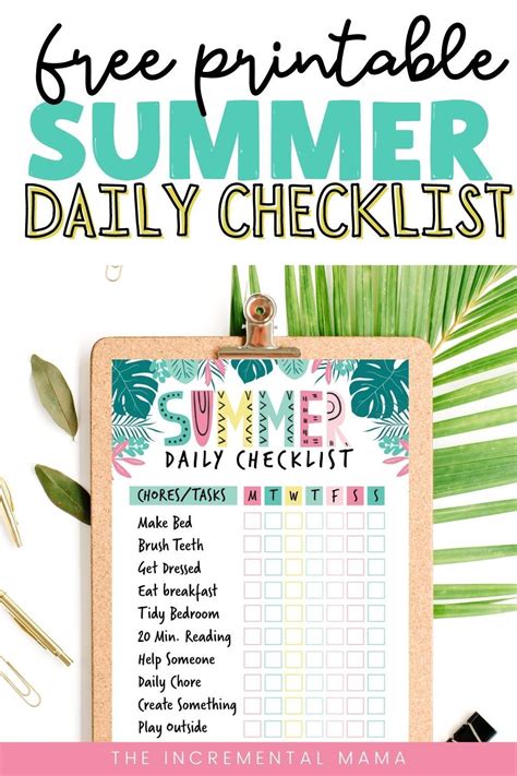 Free Summer Chore Chart To Keep Kids Busy And Mom Happy In 2021 Kids