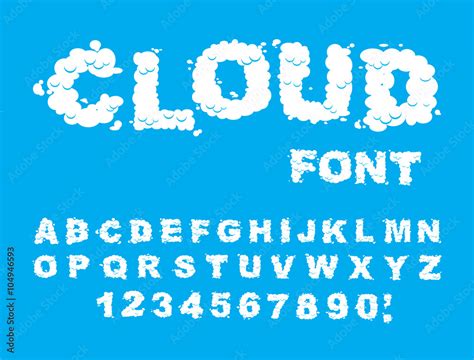 Cloud Font Abcs Of White Clouds In Blue Sky Cloud Letters And Stock