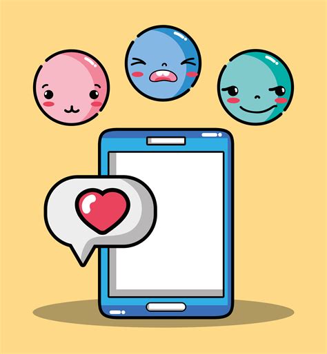 Smartphone With Emoji Emotion Faces Character 632660 Vector Art At Vecteezy