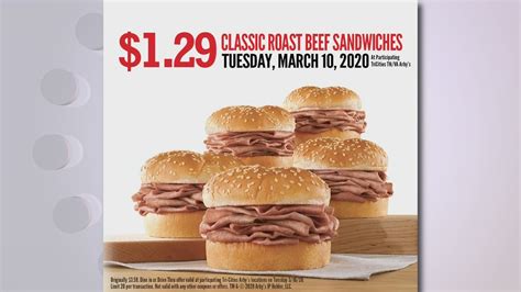 1 29 Classic Roast Beef Sandwiches At Arbys Today For Customer