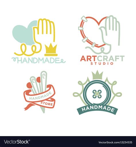Art And Handmade Craft Logo Templates Flat Set Vector Image