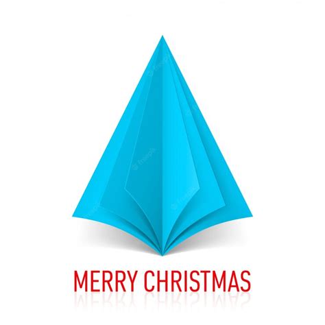 Premium Vector Abstract Blue Paper Christmas Tree On White Background