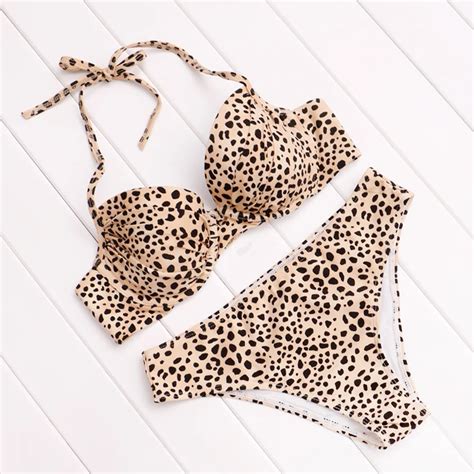 Cindysmile Bowknot Leopard Double Sided Bikini Set Women Sexy