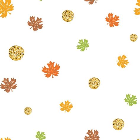 Premium Vector Fall Leaves Seamless Pattern With Gold Glitter Texture