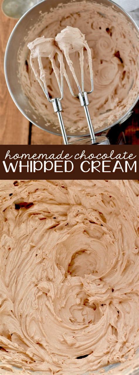 I'm usually using it to frost cakes, cupcakes or any other dessert and i want to make sure it stays put, so i whip it until stiff peaks form. This Homemade Chocolate Whipped Cream is only three ingredients! It is easy to make and ...