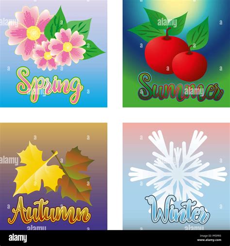 Four Seasons Word Banners Vector Illustration Stock Vector Image And Art