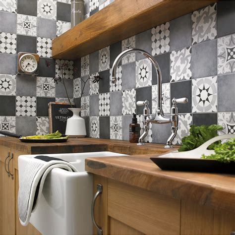 Turn your house into a home with homebase. Parian Patchwork Decor Greys Ceramic Wall & Floor Tile 12 ...