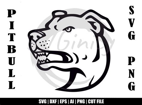 American Pitbull Svg Dog Head Clipart Pitbull Silhouette Cut Files