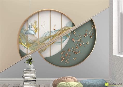 Wall Murals With 3d Effect Abstraction With A Natural Motif