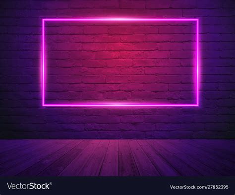 Brick Wall Room Background Neon Light Royalty Free Vector