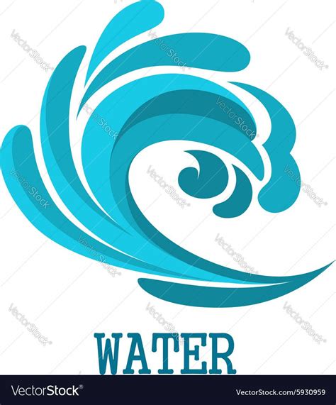 Blue Curly Ocean Wave Symbol Vector Image On Vectorstock Wave Symbol