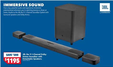 Jbl Bar 91 Channel Dolby Atmos Soundbar With Detachable Speakers Offer