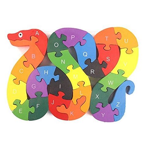 Fancyku Alphabet Jigsaw Puzzle Building Blocks Animal Wooden Puzzle