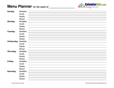 Free printable weekly planner sample template in pdf & excel free weekly planner template leads to a template that helps anyone keep track of the week's schedule. 2020 Weekly Menu Planner - Free Printable Templates