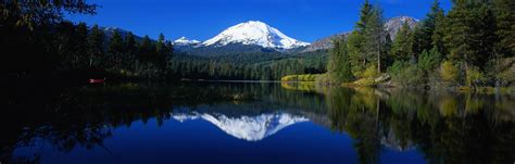 Landscape Lake Reflection Mountain Forest Trees