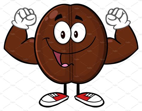 Happy Coffee Bean Character Pre Designed Photoshop Graphics