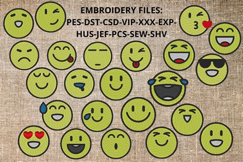 Bundle Emoji Emoticons Embroidery Emoji Icons ~ Creative Market