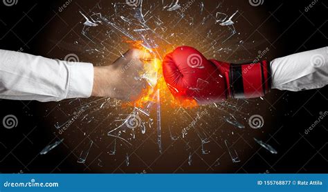 Fighting Hands Breaking Glass Stock Image Image Of Mittens Business