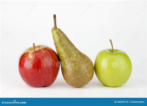 Two Apple And Pear On White Background Stock Photo Image Of Natural