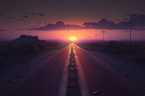 Premium Ai Image Sunset On The Road Wallpapers And Images