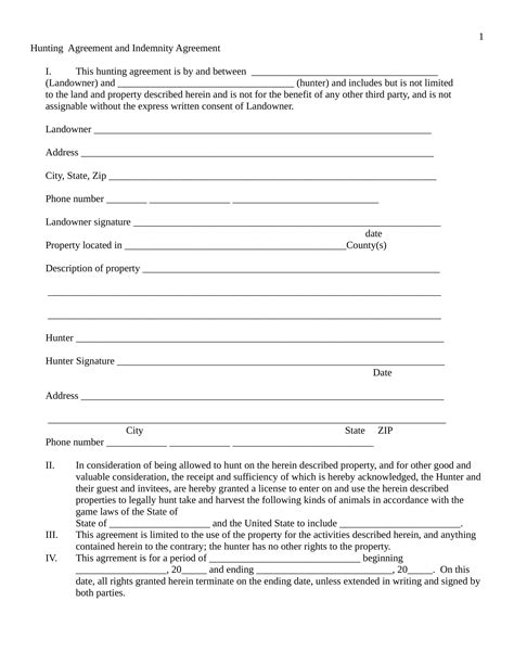 Free 6 Hunting Contract Forms In Pdf Ms Word