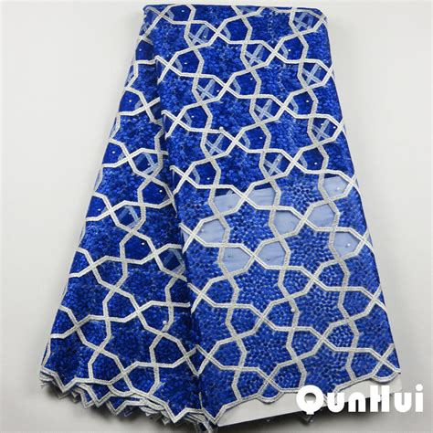 Free Shipping 2017 New African French Lace Fabric Royal Blue High Quality African Tulle Lace