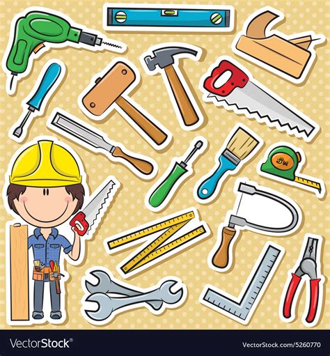 Carpenter With Tools Royalty Free Vector Image