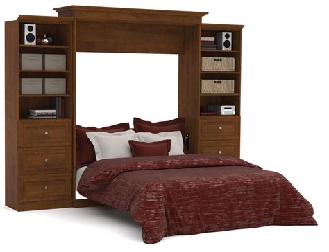 Versatile Tuscany Brown 115 Drawer Storage Queen Wall Bed From Bestar