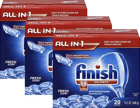 Finish All In 1 Gelpacs Fresh 20 Tabs Dishwasher Detergent Tablets