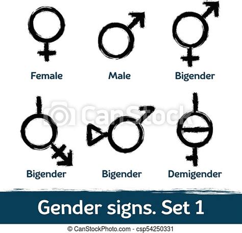 Gender Signs Drawn With Brush Lgbt Icons For Diversity And Equality Of