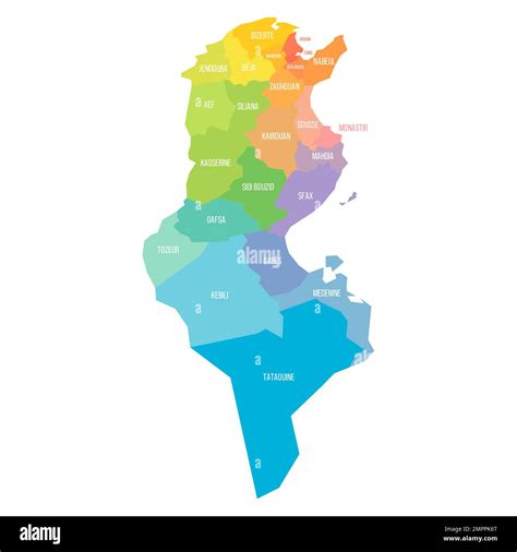 Tunisia Political Map Of Administrative Divisions Stock Vector Image And Art Alamy