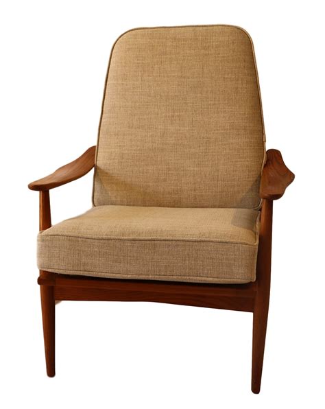 Mid Century Modern Teak High Back Lounge Chair