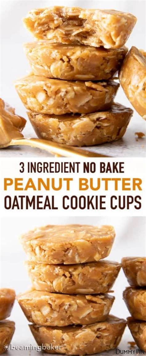 3 ingredient oatmeal cookies recipe… ingredients: 3 Ingredient No Bake Peanut Butter Oatmeal Cookie Cups ...