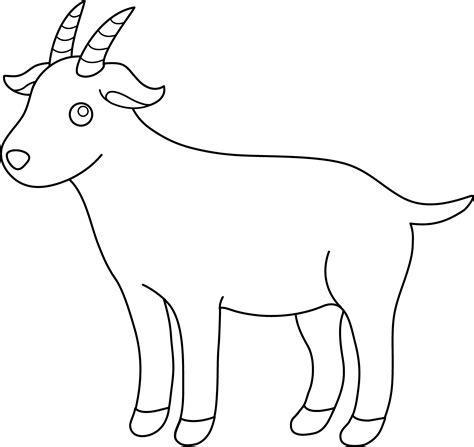 Cute Colorable Billy Goat Free Clip Art