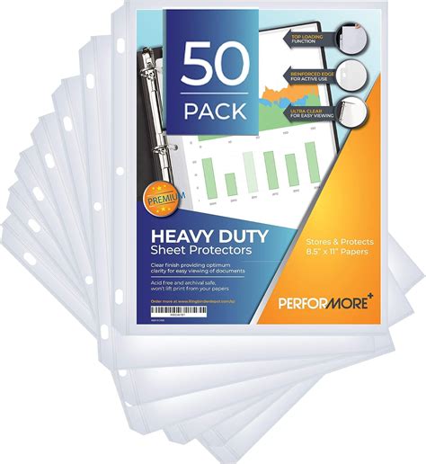 Buy 50 Sheet Protectors Heavy Duty 85 X 11 Inch Clear Page Protectors