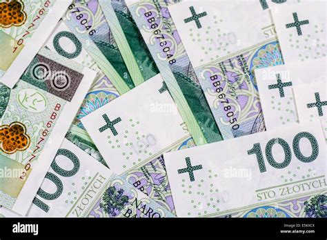 Background Of 100 Pln Polish Zloty Banknotes Stock Photo Alamy
